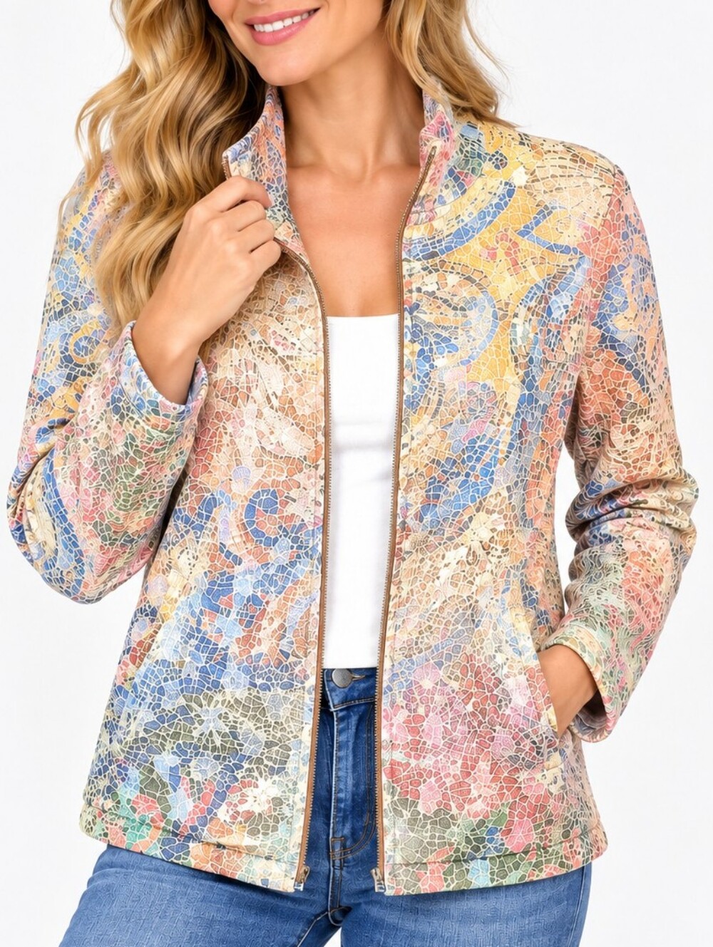 KAKTUS Multicolor Textured Zip-Up Jacket – Large